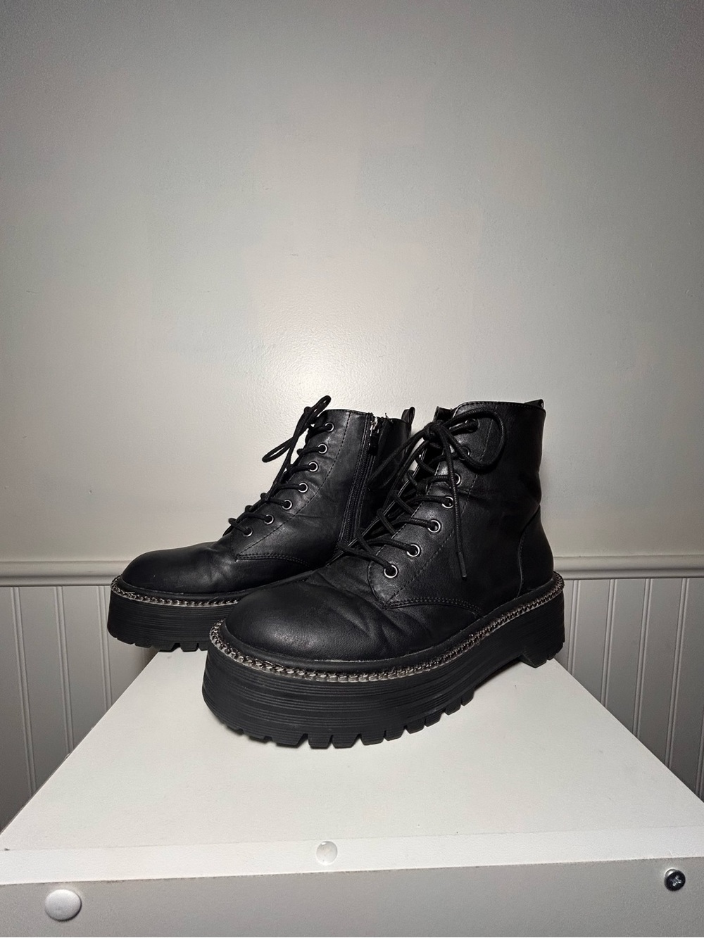 BCBGeneration Black Platform Lace-Up Women's Boots